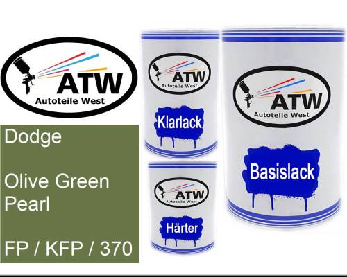 Dodge, Olive Green Pearl, FP / KFP / 370: 500ml Lackdose + 500ml Klarlack + 250ml Härter - Set, von ATW Autoteile West.